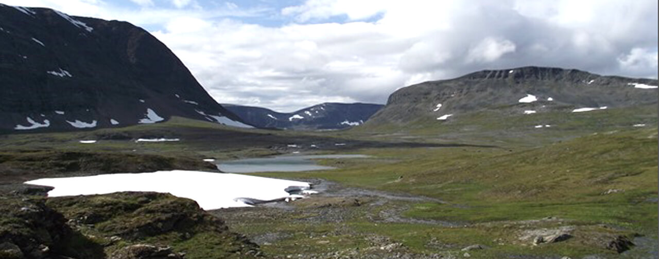 Rural countryside lake and mountain